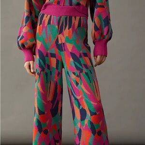 Farm Rio Anthropologie Multicolor Knit Pants